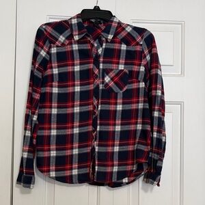 Forever 21 Red and Navy Plaid Top